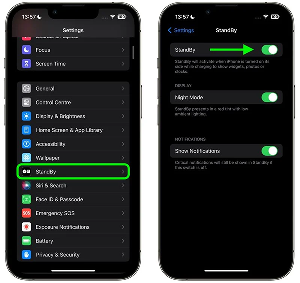 Chế độ StandBy được mặc định trên iOS 17 và phù hợp với các dòng máy từ iPhone 14 Pro và Pro Max